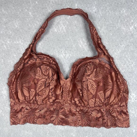 Aerie Other - Aerie Womens Bralette Bra X-Large Brown Floral Lace Padded Wireless Back Closure